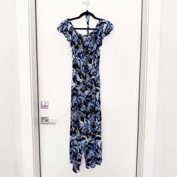 Tommy Bahama Off the Shoulder Blue Tropical Jumpsuit - Picture 5 of 9